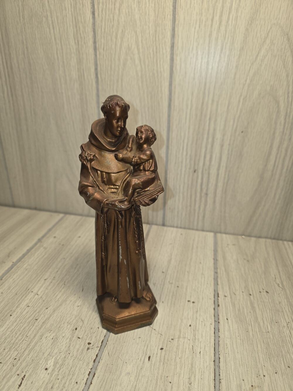 Vintage Brass Bronze? Saint Anthony Child Jesus Statue Religious Figurine 9"